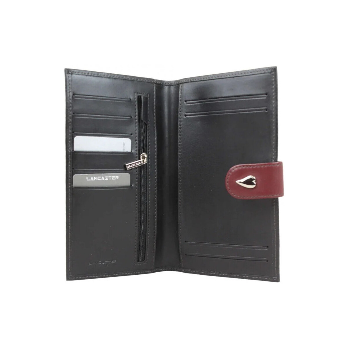 LANCASTER Multicolore Porte chéquier en cuir lisse 193016 noir / bordeaux l6bUSKol