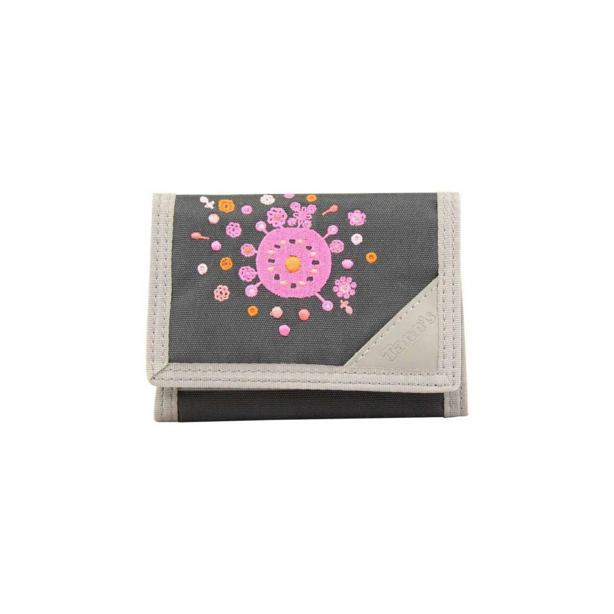 Tann´s Multicolore Petit portefeuille en toile / Gris déco brodée fleurs Ngrwjquj