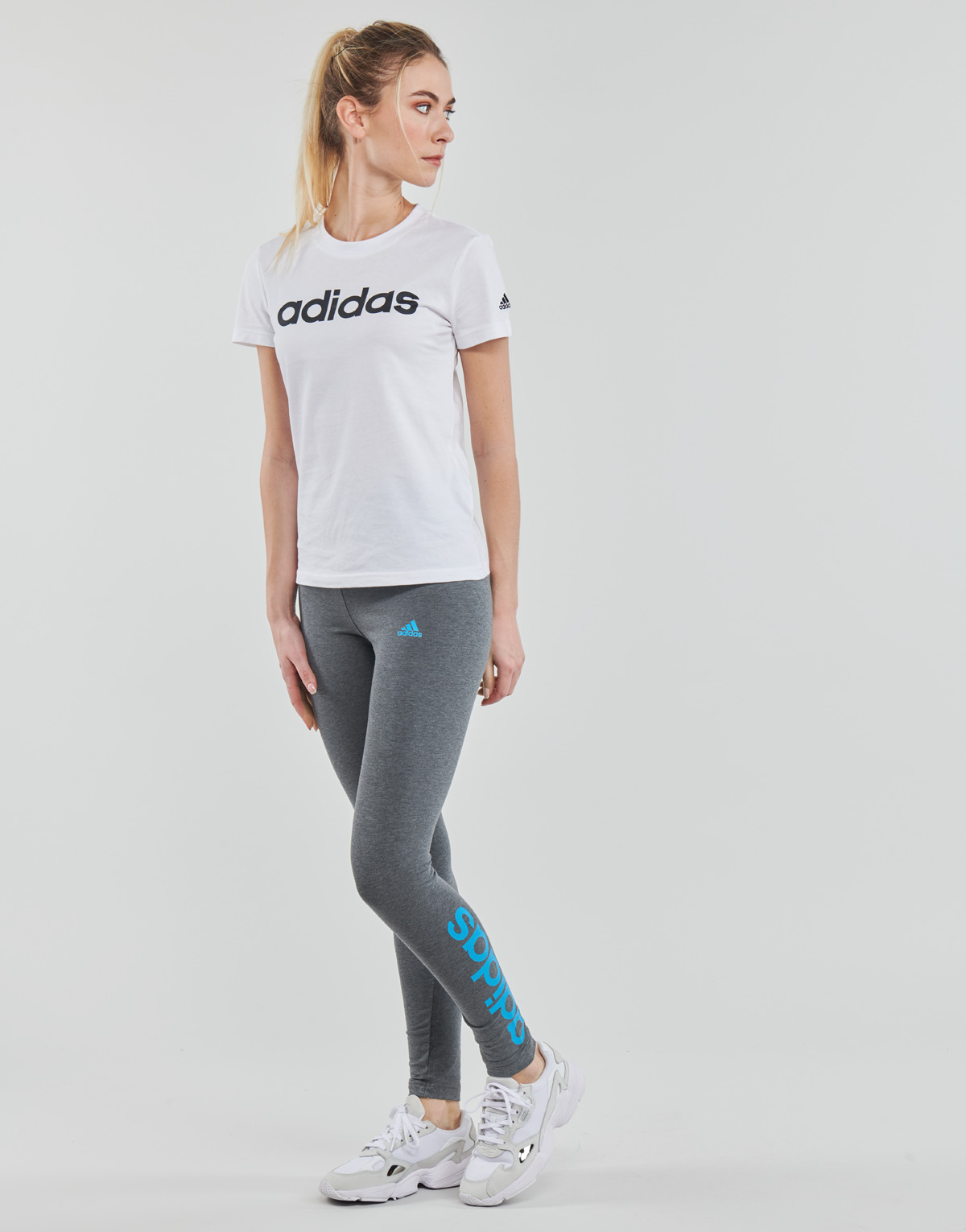 Adidas Sportswear dark grey heather/app sky rush LIN Leggings lSSsgekV