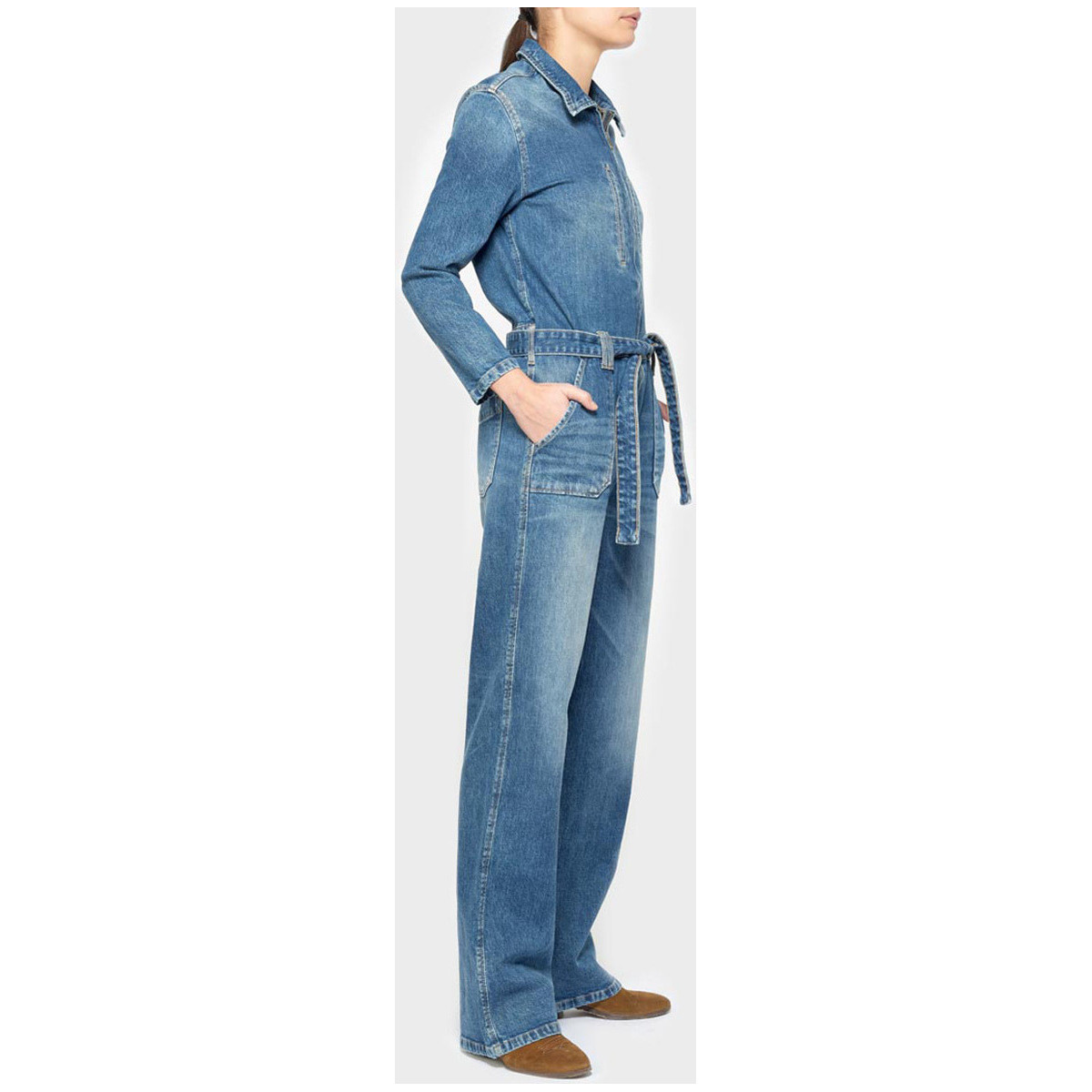 Le Temps des Cerises Bleu Combinaison pantalon easy en jeans bleu MZob146M
