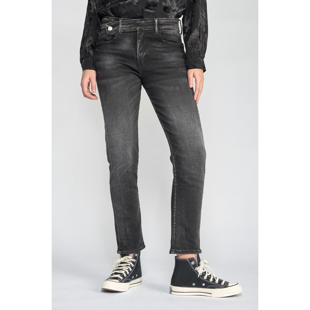 Le Temps des Cerises Noir Basic 400/17 mom taille haute 7/8ème jeans noir RtC3w9cT