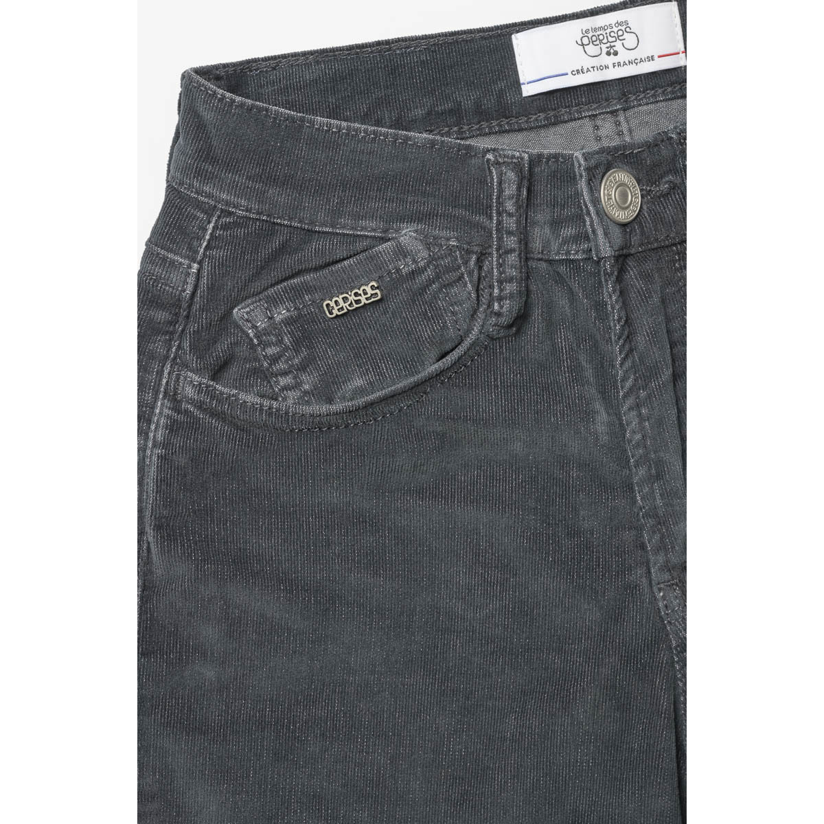 Le Temps des Cerises Gris Flare jeans velours anthracite P9cL7471