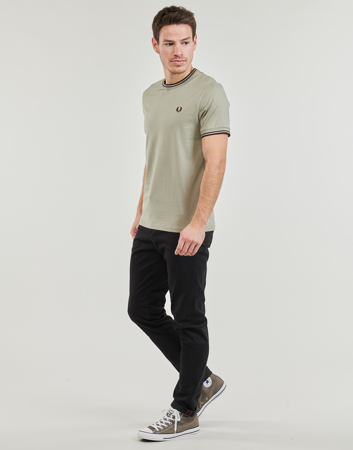 Fred Perry Gris TWIN TIPPED T-SHIRT nN7ZAQfi