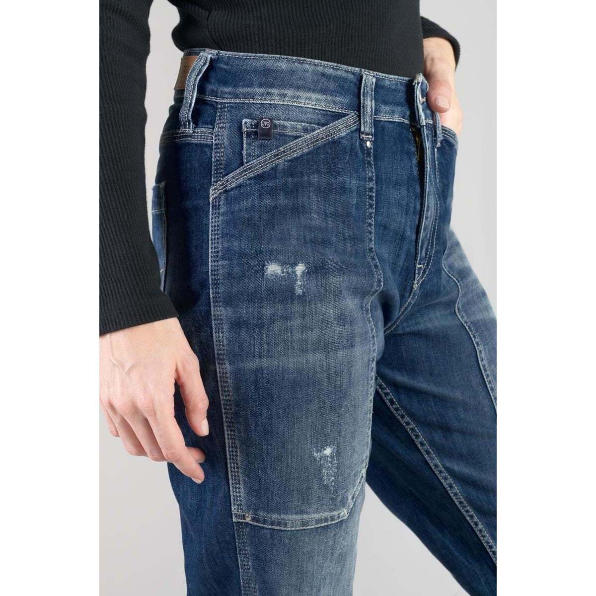 Le Temps des Cerises Bleu Union 400/60 girlfriend taille haute jeans destroy bleu RFIriUAR