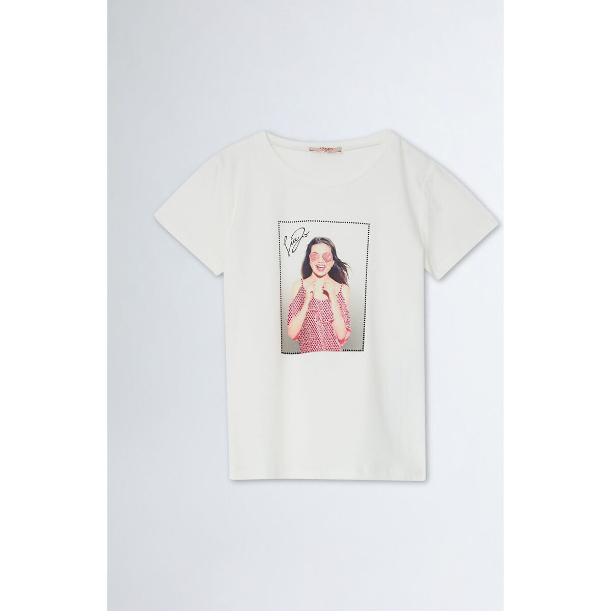 Liu Jo Blanc T-shirt avec imprimé et strass ra6RvHf5
